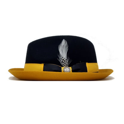 Top Hat - Men Vintage British Gentleman Cashmere Wool Felt Dress Adjustable 57-60cm - product detail view 15