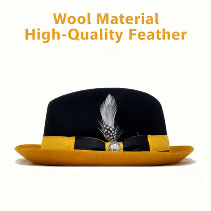 Top Hat - Men Vintage British Gentleman Cashmere Wool Felt Dress Adjustable 57-60cm - product detail view 18