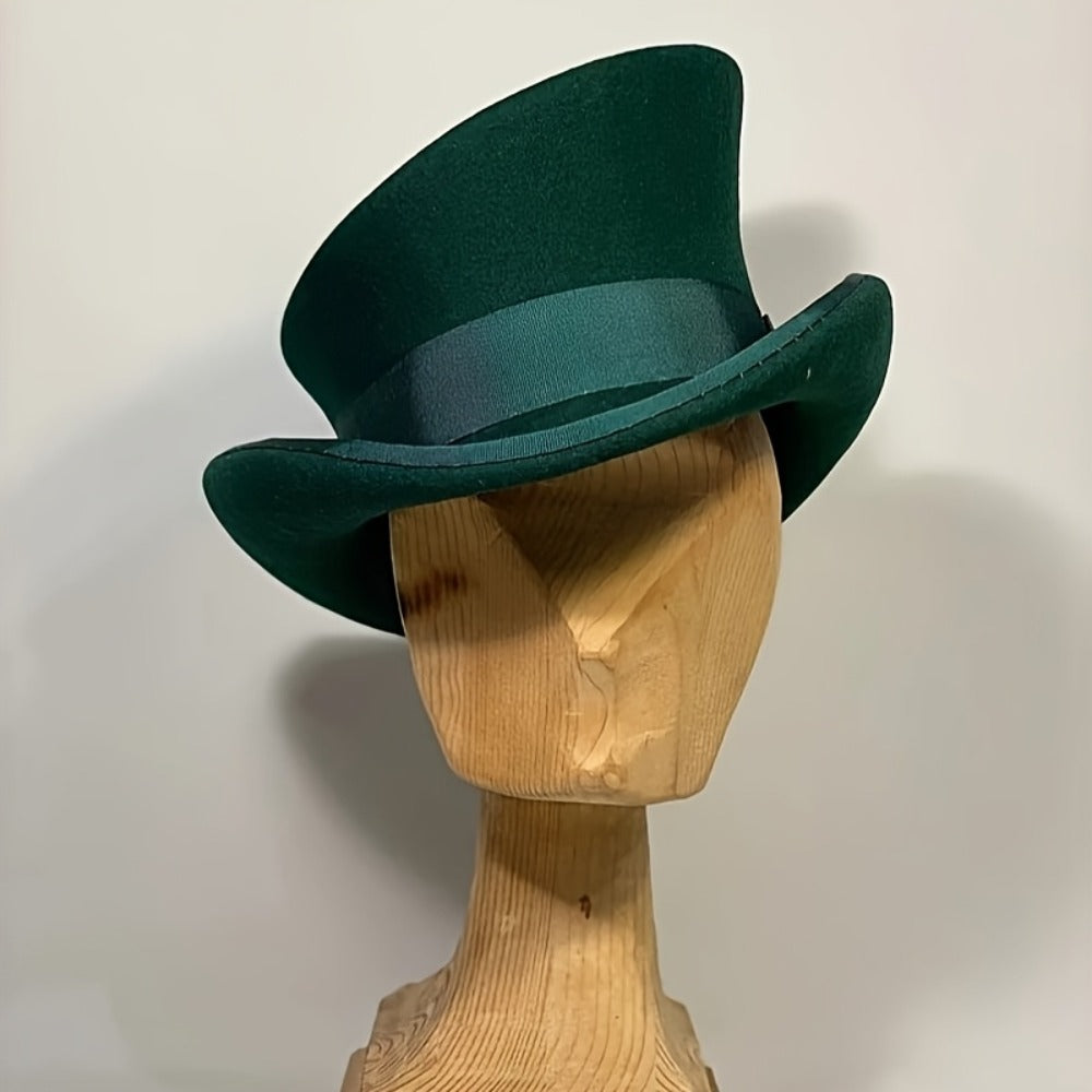 Top Hat - Wool Felt with Ribbon for Women Men - Asymmetrical Adjustable Church - product detail view 4