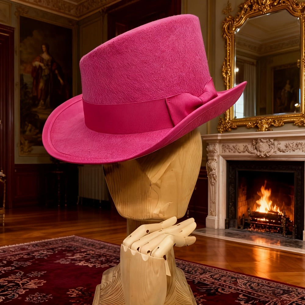 Top Hat - Wool Felt with Ribbon for Women Men - Asymmetrical Adjustable Church - product detail view 21