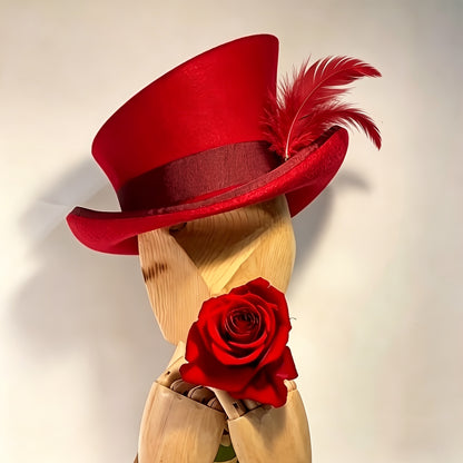 Top Hat - Wool Felt with Ribbon for Women Men - Asymmetrical Adjustable Church - product detail view 32