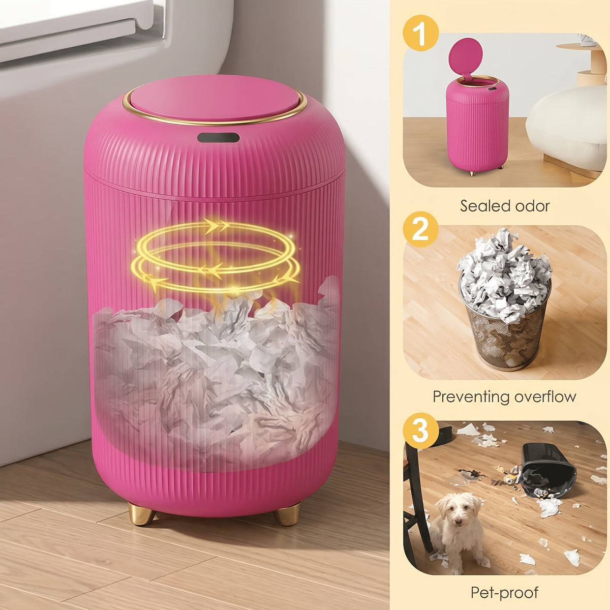Touchless Smart Trash Can - Automatic Lid and Odor-Sealing Design – view 5