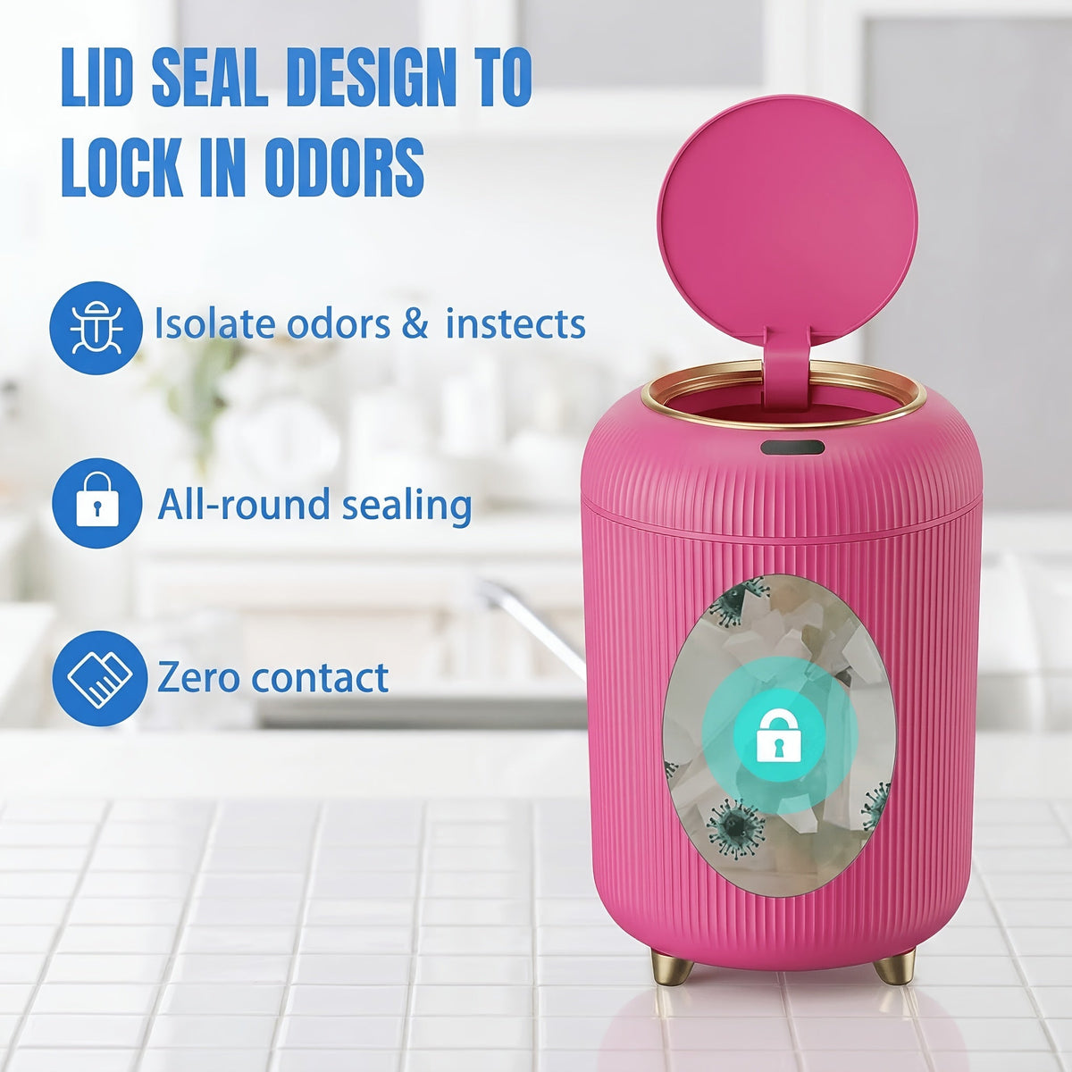 Touchless Smart Trash Can - Automatic Lid and Odor-Sealing Design – view 6