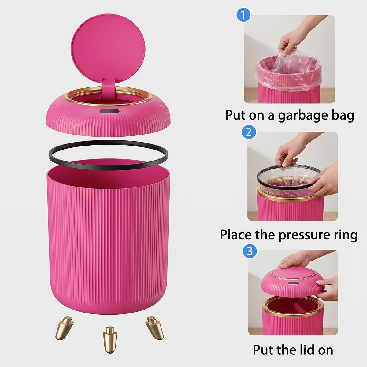 Touchless Smart Trash Can - Automatic Lid and Odor-Sealing Design – view 7