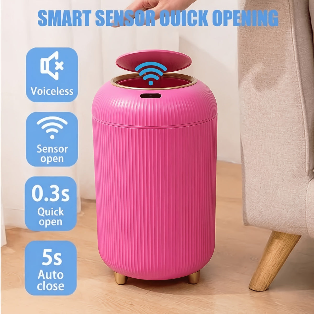 Touchless Smart Trash Can - Automatic Lid and Odor-Sealing Design – view 8