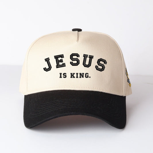 Trucker Hat - Jesus Is King Embroidered Christian Faith Cap for Men Women Church Casual - main product view