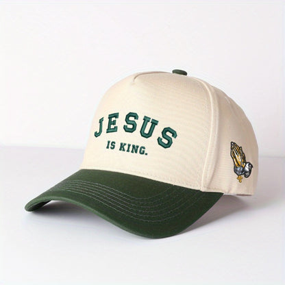 Trucker Hat - Jesus Is King Embroidered Christian Faith Cap for Men Women Church Casual - product detail view 5