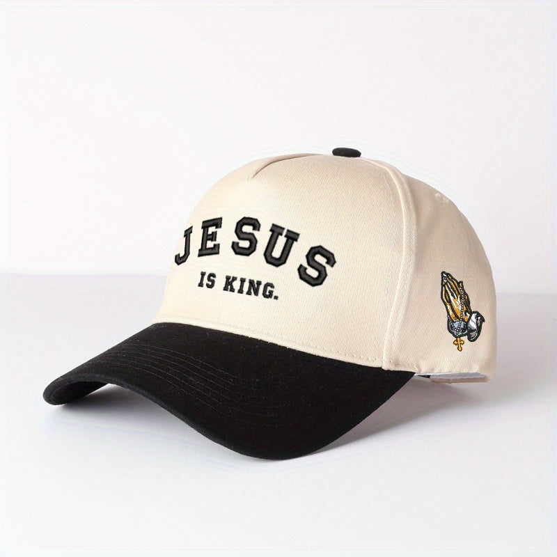 Trucker Hat - Jesus Is King Embroidered Christian Faith Cap for Men Women Church Casual - product detail view 6