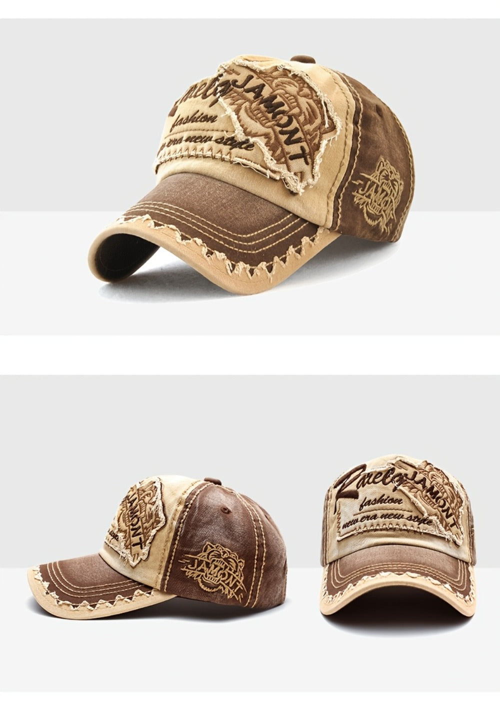 Trucker Hat - Men Women Tiger Embroidery Mesh Baseball Cap Adjustable Snapback Hip Hop - product detail view 11