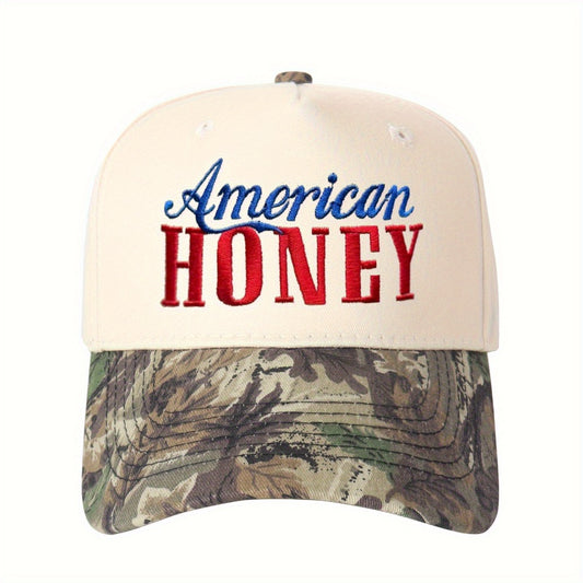 Trucker Hats - Hat "American Honey" Monogram Embroidery Color Block Baseball Cap - Unisex - main product view