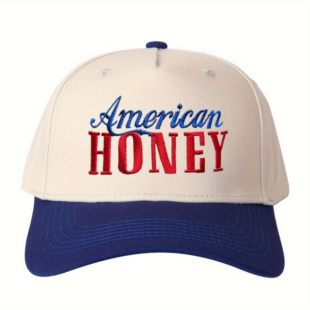 Trucker Hats - Hat "American Honey" Monogram Embroidery Color Block Baseball Cap - Unisex - product detail view 2