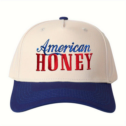 Trucker Hats - Hat "American Honey" Monogram Embroidery Color Block Baseball Cap - Unisex - product detail view 2