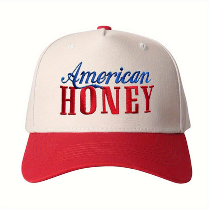 Trucker Hats - Hat "American Honey" Monogram Embroidery Color Block Baseball Cap - Unisex - product detail view 3