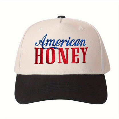 Trucker Hats - Hat "American Honey" Monogram Embroidery Color Block Baseball Cap - Unisex - product detail view 5