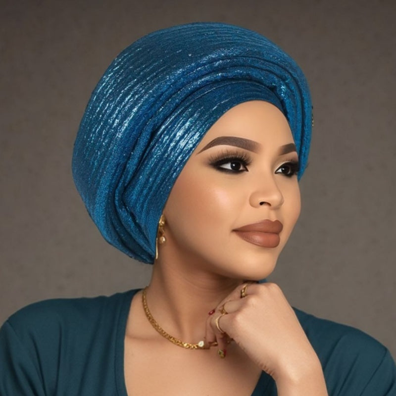Turban Cap - African Muslim for Women - Nigerian Three-Layer Sponge Thousand-Leaf - product detail view 14