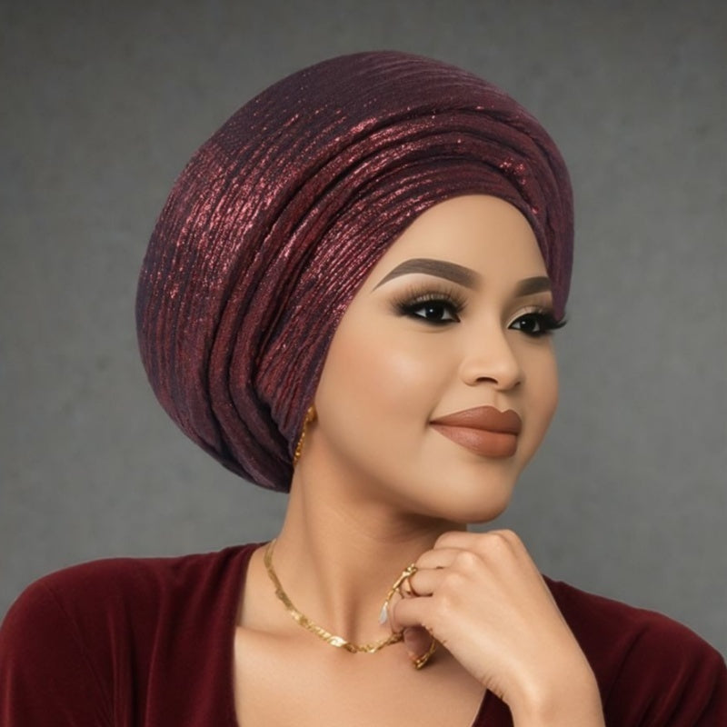 Turban Cap - African Muslim for Women - Nigerian Three-Layer Sponge Thousand-Leaf - product detail view 16