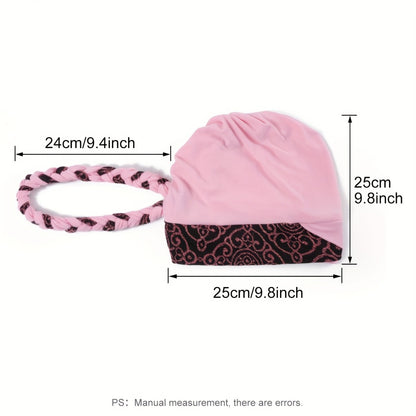 Turban Hats - Hat Women Braided Design Lace Stitching Solid Color Beanie - Chemo - product detail view 6