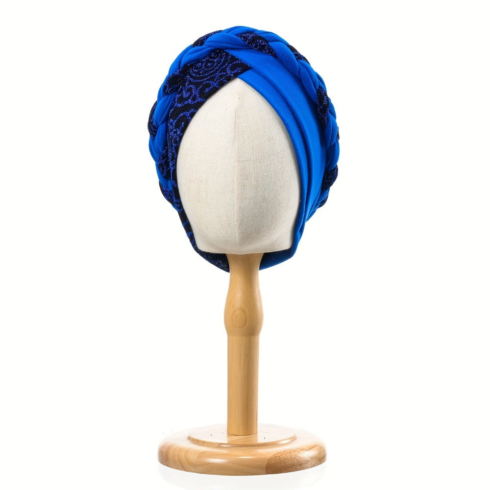 Turban Hats - Hat Women Braided Design Lace Stitching Solid Color Beanie - Chemo - product detail view 18