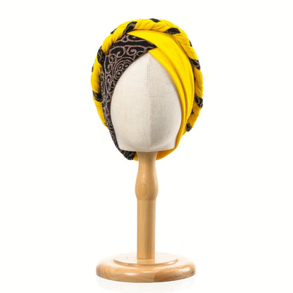Turban Hats - Hat Women Braided Design Lace Stitching Solid Color Beanie - Chemo - product detail view 19