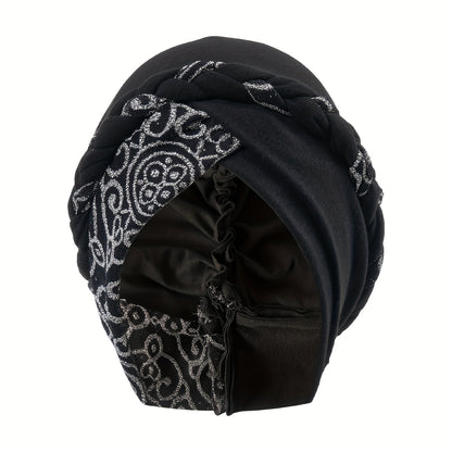 Turban Hats - Hat Women Braided Design Lace Stitching Solid Color Beanie - Chemo - product detail view 21