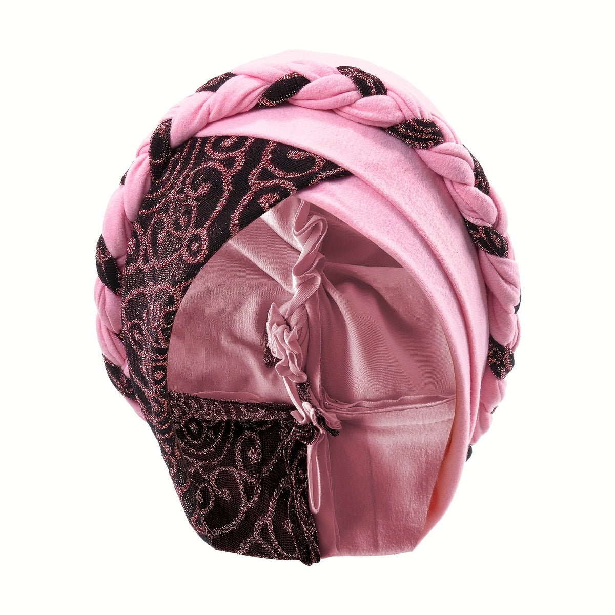 Turban Hats - Hat Women Braided Design Lace Stitching Solid Color Beanie - Chemo - product detail view 23