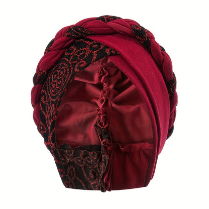 Turban Hats - Hat Women Braided Design Lace Stitching Solid Color Beanie - Chemo - product detail view 26