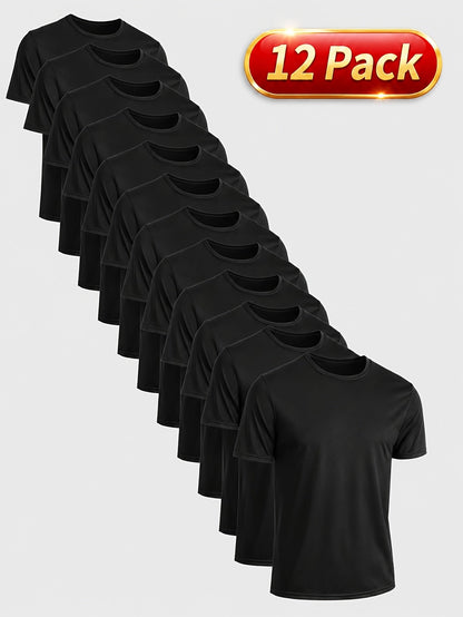 Unisex 12-Pack Performance T-Shirts - Quick-Dry Athletic Multipack – Black option – view 2