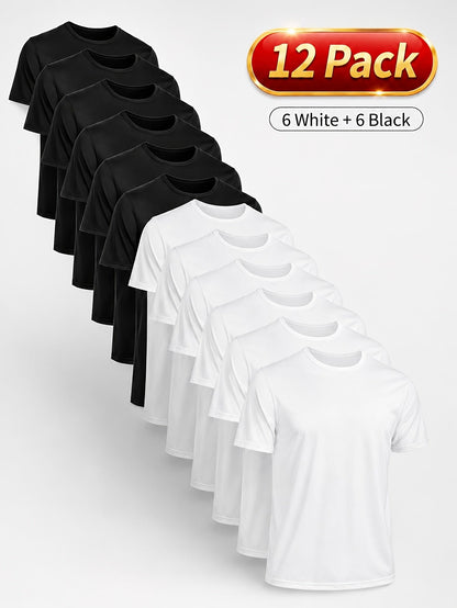 Unisex 12-Pack Performance T-Shirts - Quick-Dry Athletic Multipack – Black option – view 5