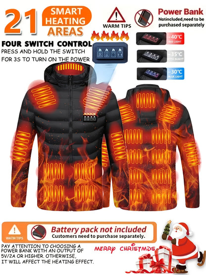 Unisex 21-Zone USB Heated Hooded Jacket - Multi-Zone Heating and Nylon Shell – view 8