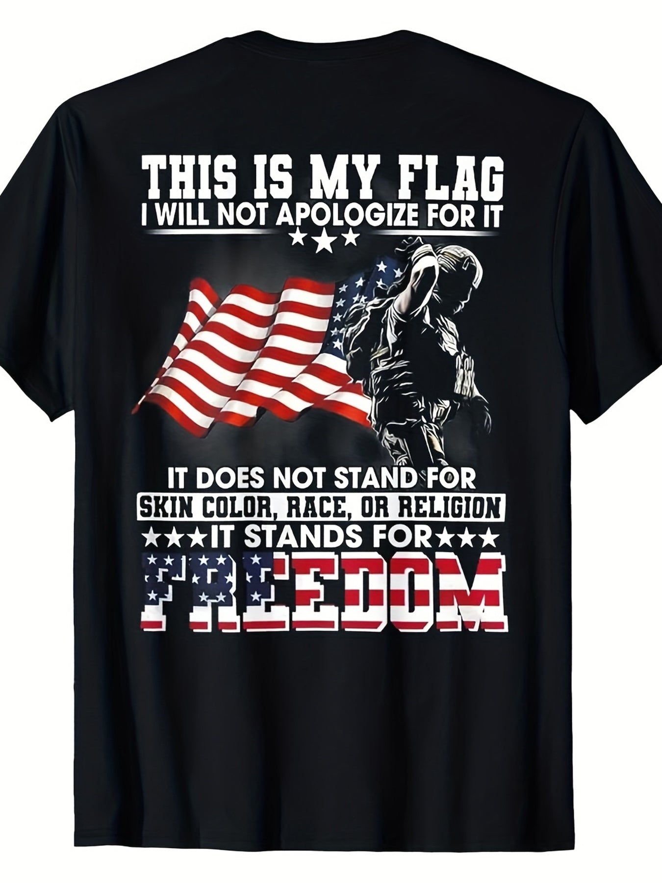 Unisex American Flag T-Shirt - Short Sleeve – Black – Black option – main product image