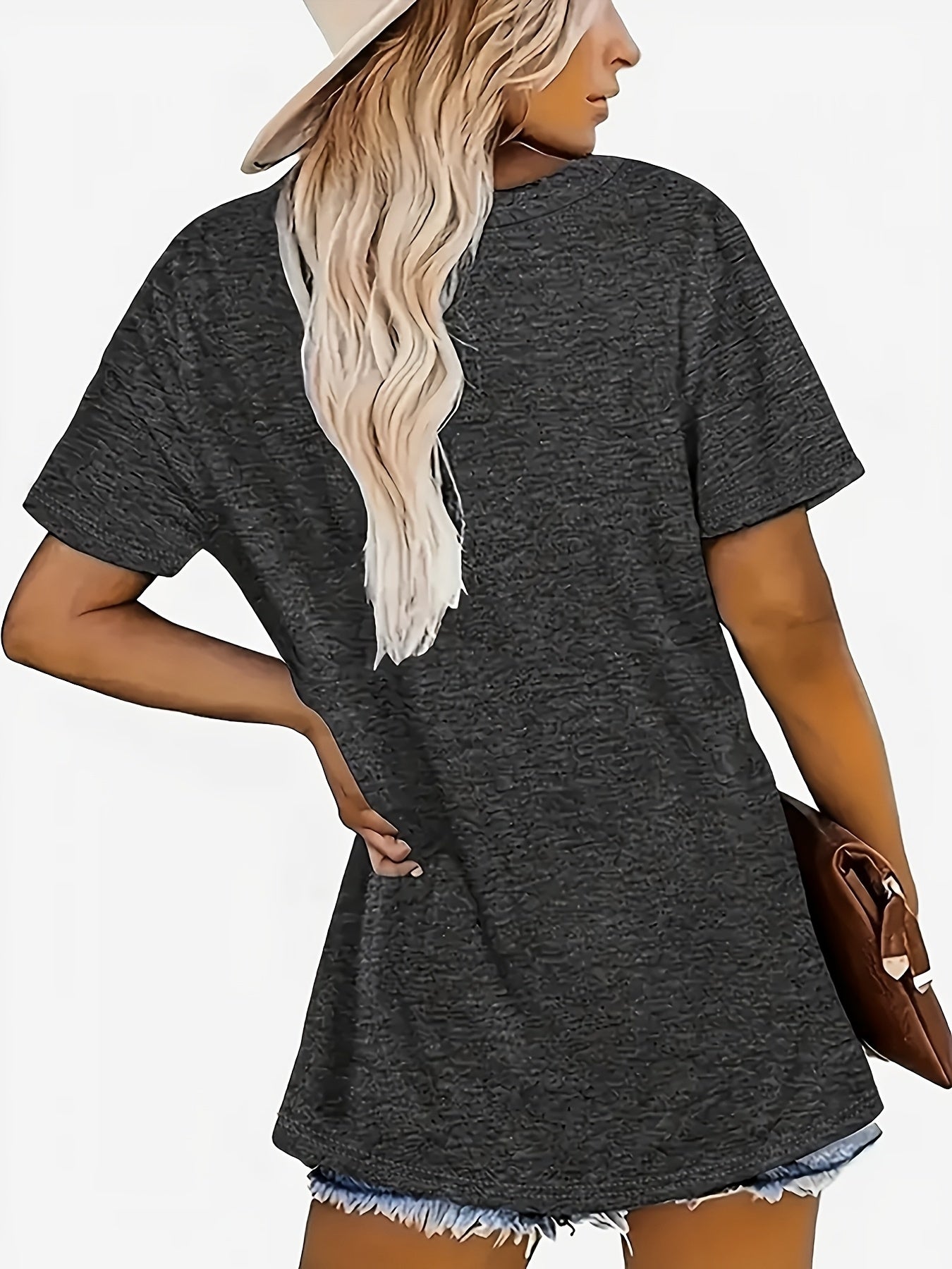 Unisex American Flag T-Shirt - Short Sleeve – Dark Gray detail view
