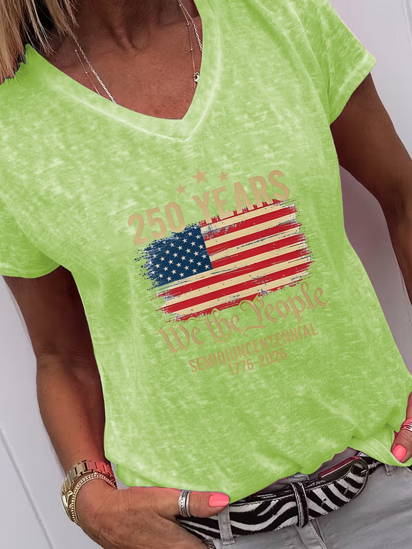 Unisex American Flag T-Shirt - Short Sleeve – Dark Gray / Black detail view