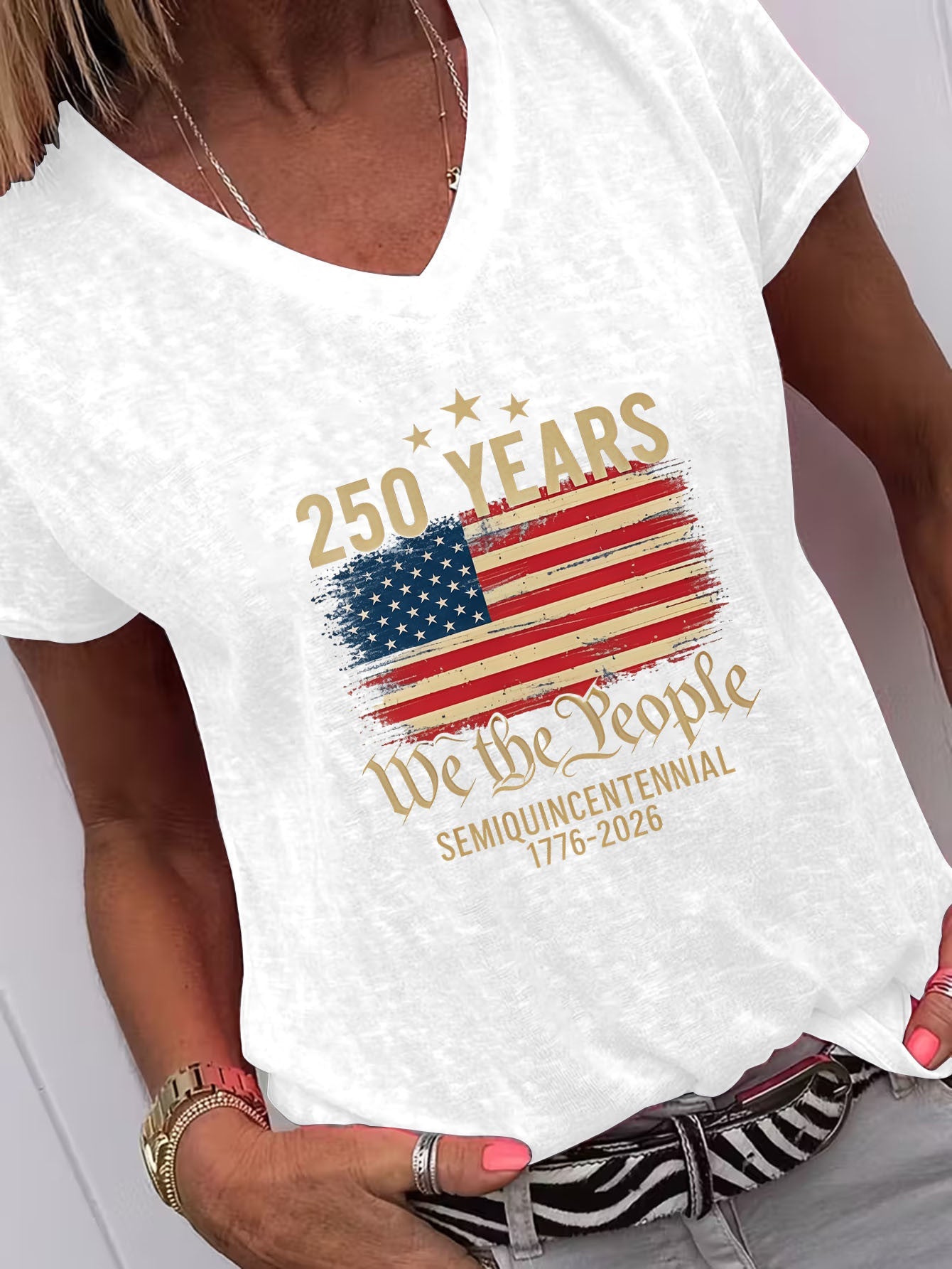 Unisex American Flag T-Shirt - Short Sleeve – Dark Gray / Black detail view