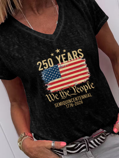 Unisex American Flag T-Shirt - Short Sleeve – Dark Gray / Black – Gray option – view 3