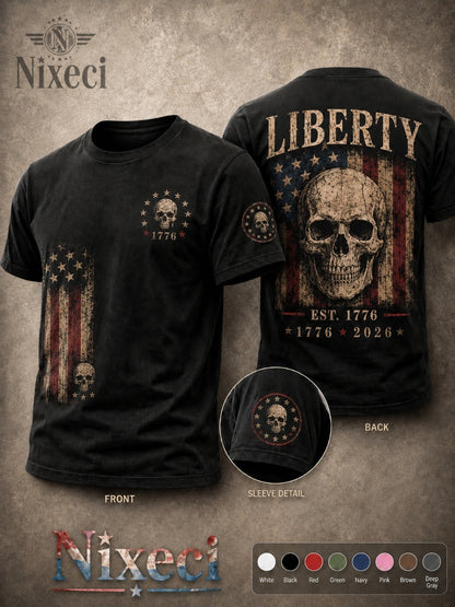 Unisex American Flag T-Shirt - Short Sleeve – Grey / Dark Green – view 13