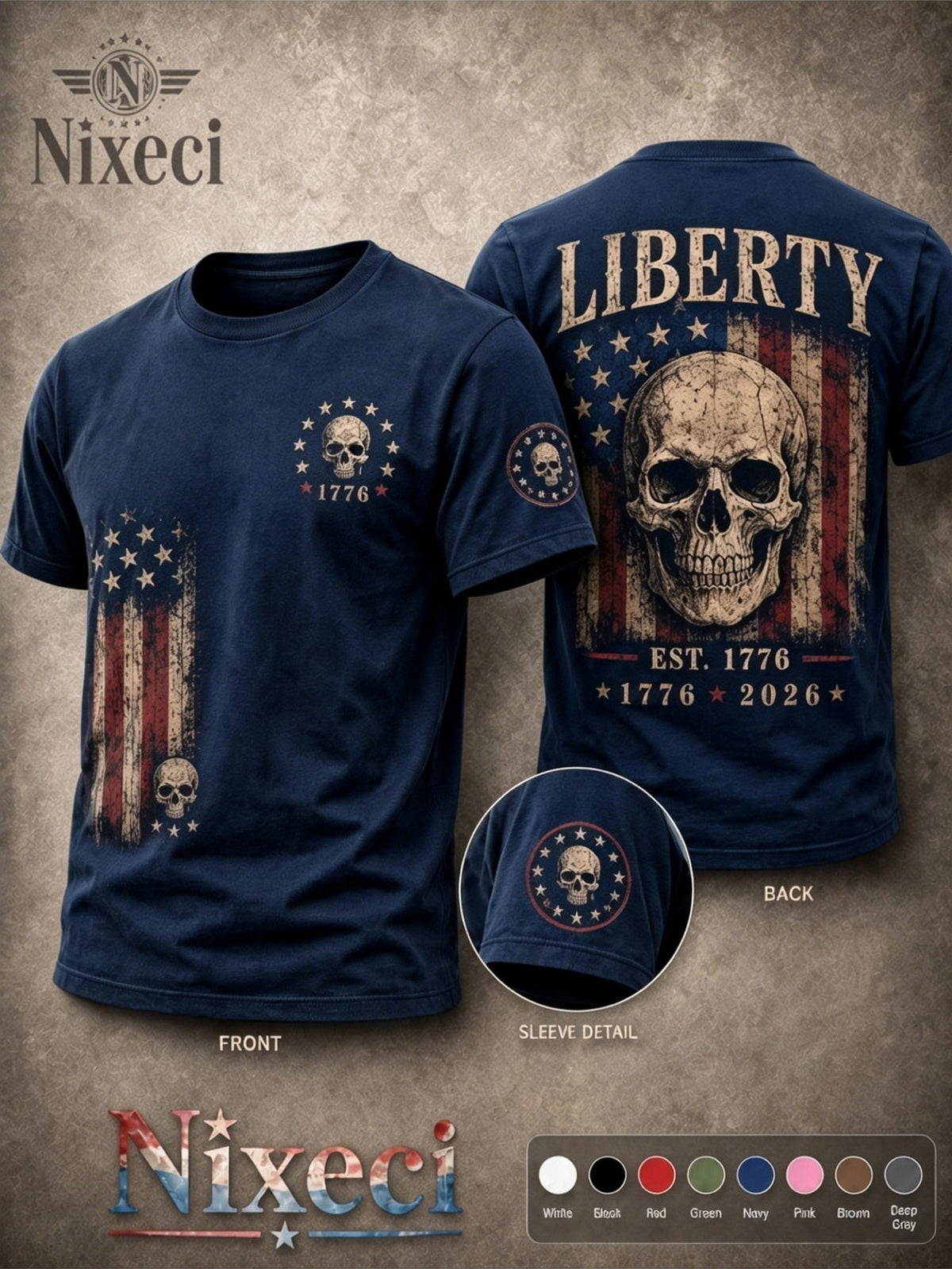 Unisex American Flag T-Shirt - Short Sleeve – Grey / Dark Green – view 15