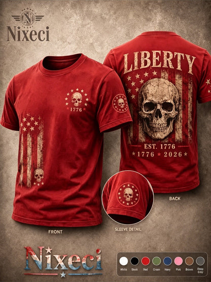 Unisex American Flag T-Shirt - Short Sleeve – Grey / Dark Green – Grey option – main product image