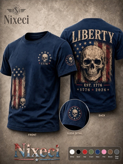 Unisex American Flag T-Shirt - Short Sleeve – Grey / Dark Green – Grey option – view 7