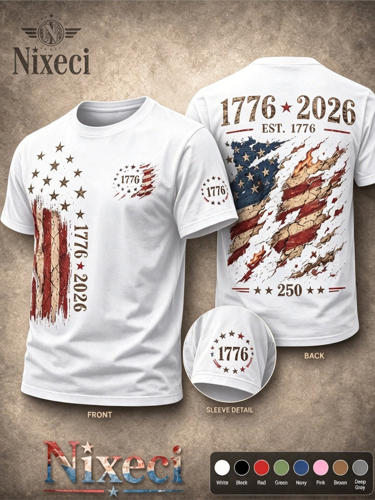 Unisex American Flag T-Shirt - Short Sleeve – Navy Color / White – view 14