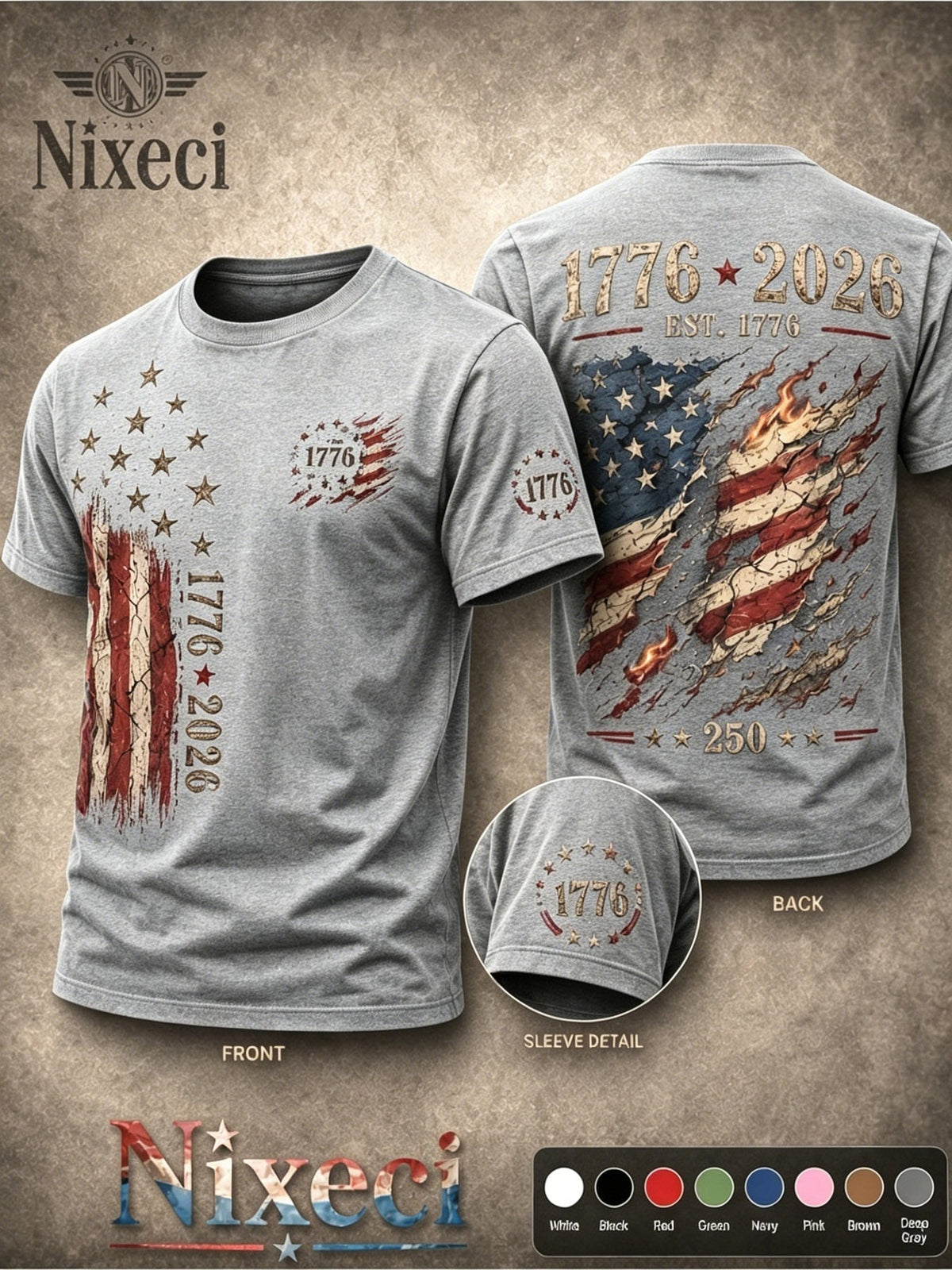Unisex American Flag T-Shirt - Short Sleeve – Navy Color / White – Navy option – view 5