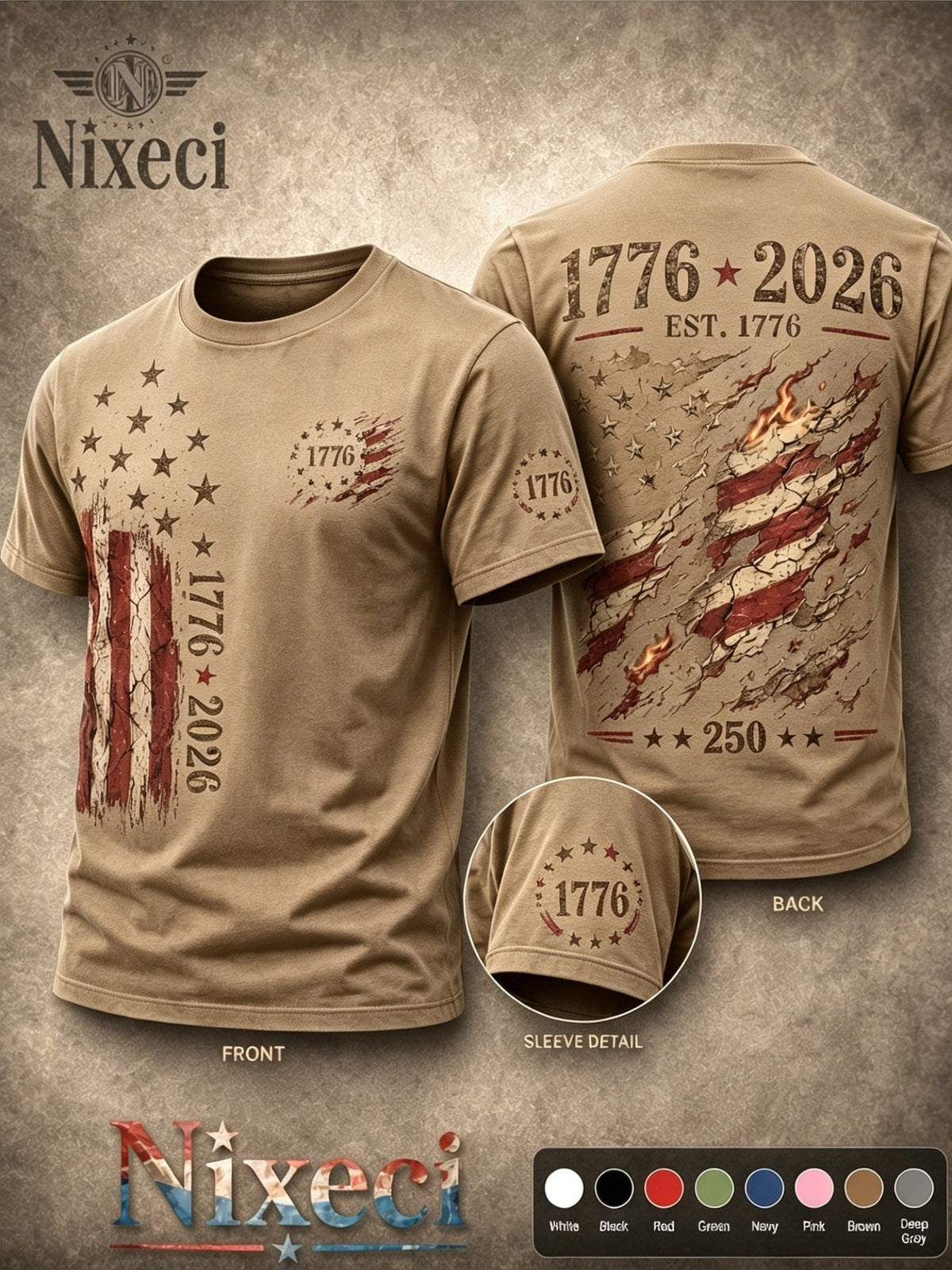 Unisex American Flag T-Shirt - Short Sleeve – Navy Color / White – Navy option – view 8
