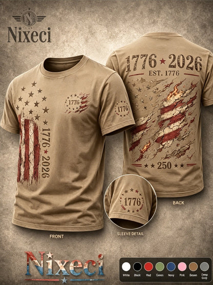 Unisex American Flag T-Shirt - Short Sleeve – Navy Color / White – Navy option – view 8