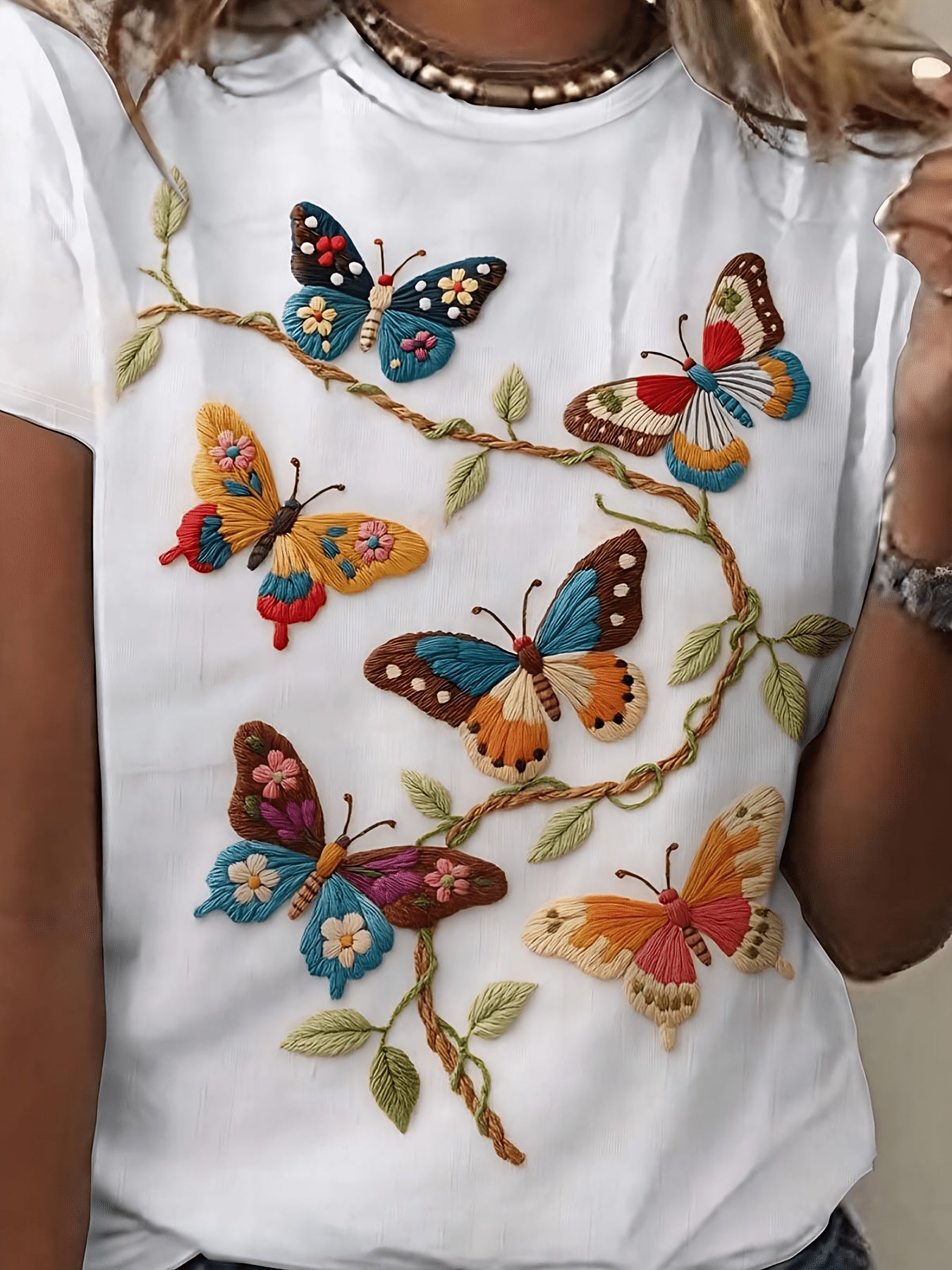 Unisex Butterfly Print Blouse - Short Sleeve – view 6