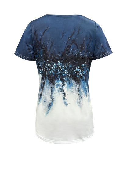 Unisex Butterfly Print T-Shirt - Short Sleeve – Blue / Navy Color detail view
