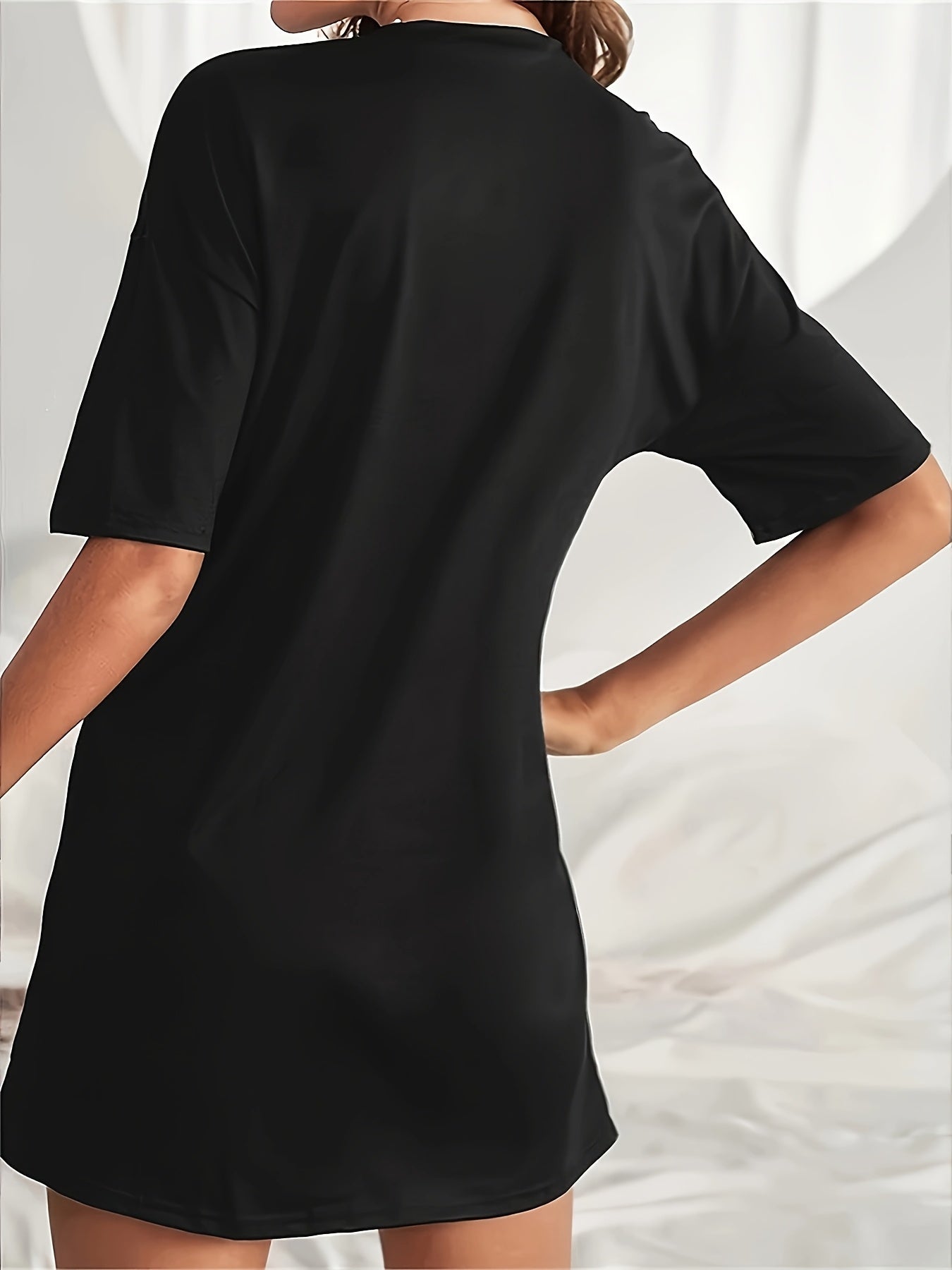 Unisex Casual Dress - Short Sleeve – Black detail view