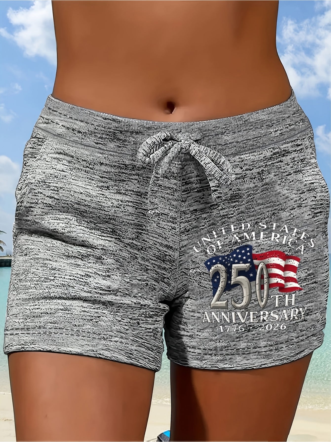 Unisex Casual Shorts - Printed – Black / Dark Gray – Black option – view 2