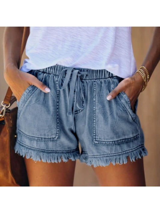Unisex Denim Shorts - High-Waist – Black / Deep Blue – Black option – main product image