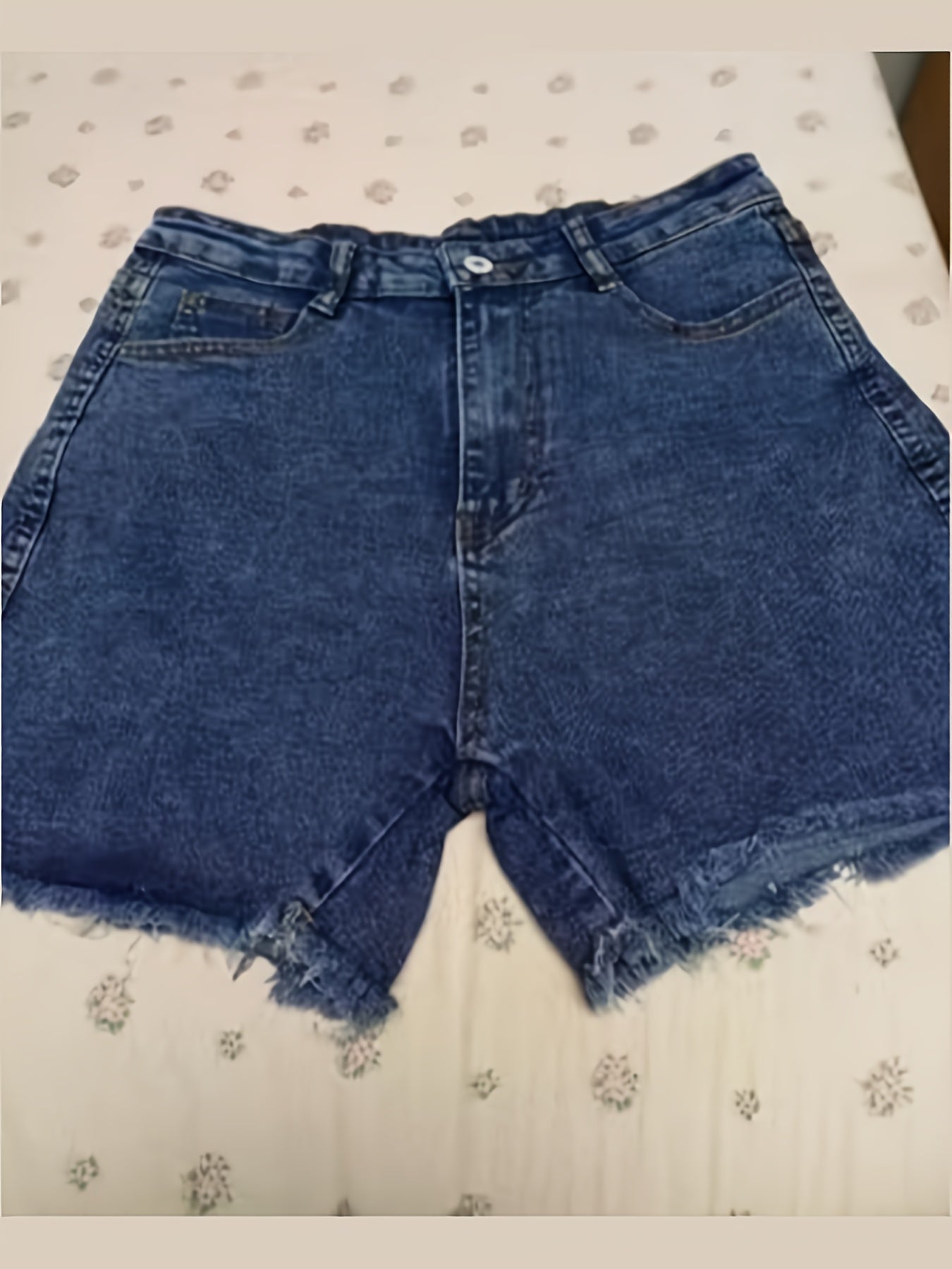 Unisex Denim Shorts - High-Waist – Dark Blue / Black detail view