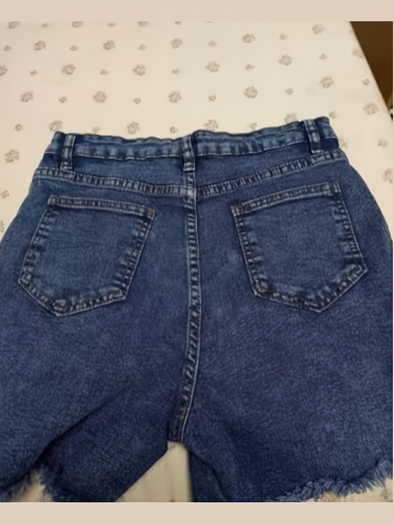 Unisex Denim Shorts - High-Waist – Dark Blue / Black detail view