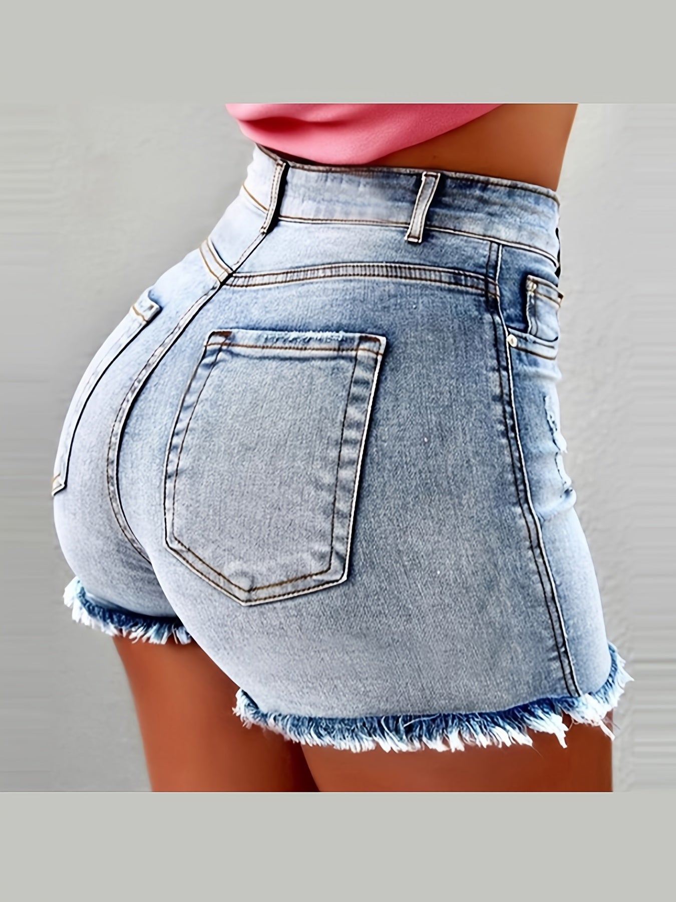 Unisex Denim Shorts - High-Waist – Dark Blue / Black detail view